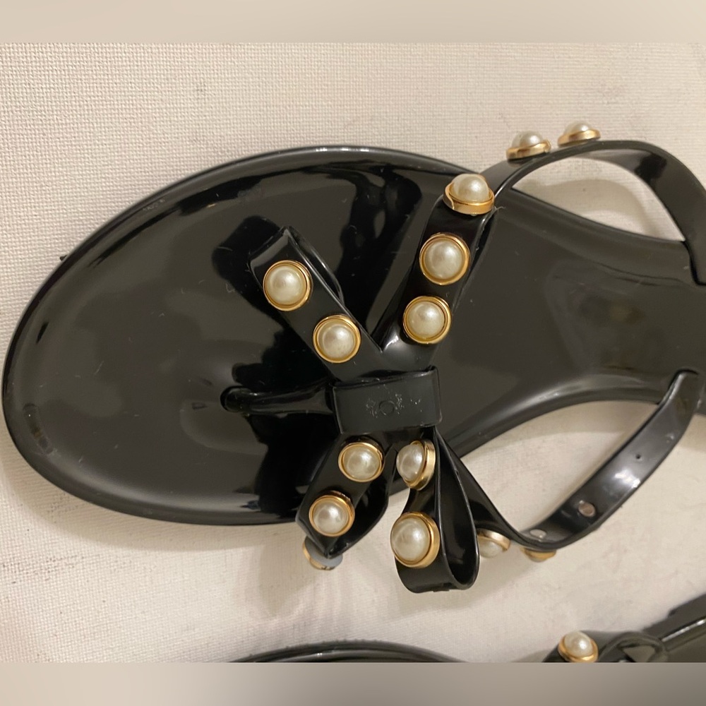BEVERLY HILLS POLO CLUB jelly pearl beaded flip flops women’s size 10 - Picture 4 of 8